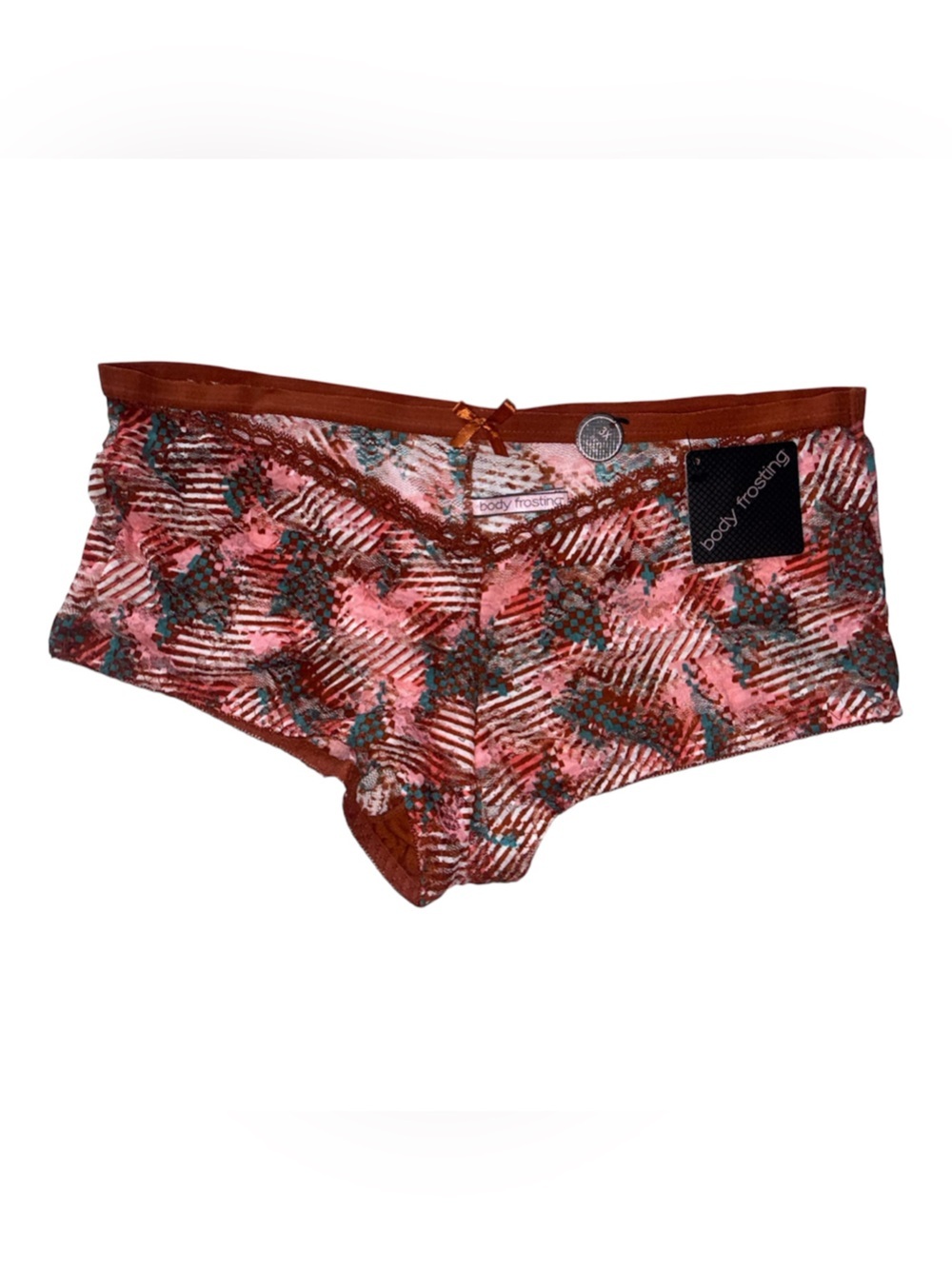 Body Frosting Sexy Lace Boyshort Panties Size 3X NWT Multicolor Floral Print